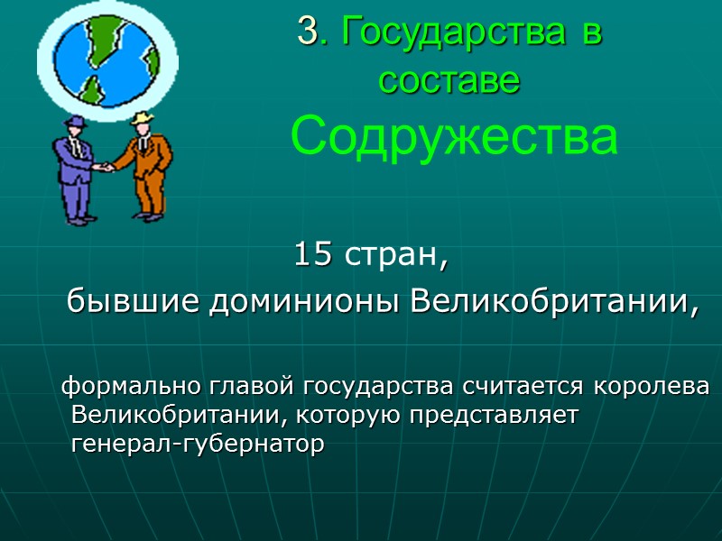 3. Государства в составе  Содружества        